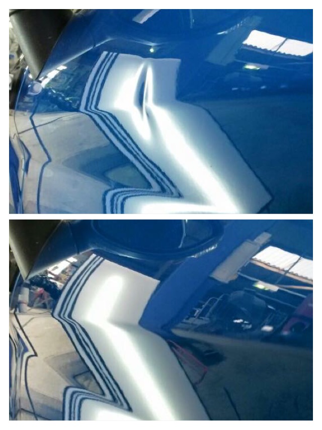 Example of car bodywork paintless dent removal